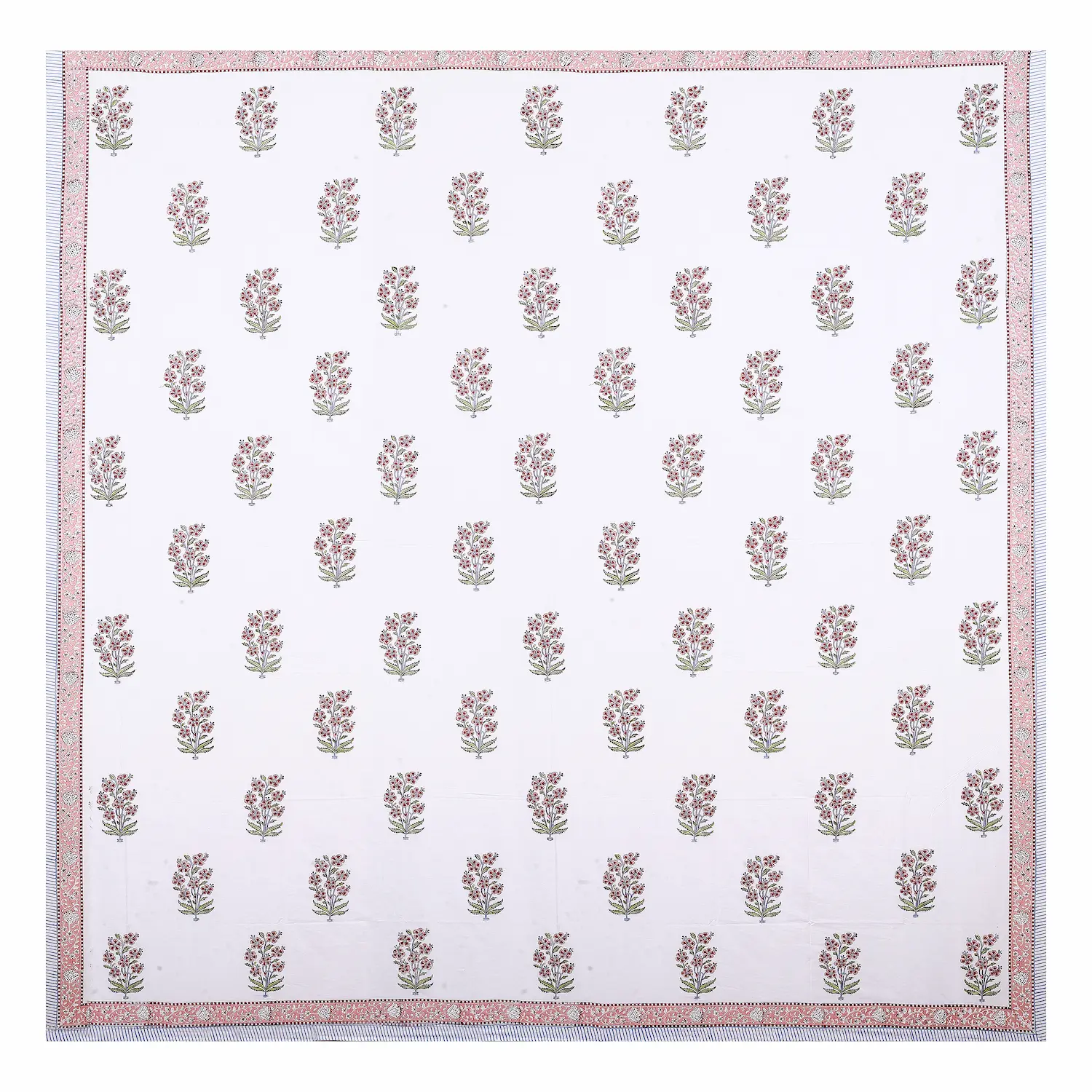 Cleopatra Crimson Garden 108″ x 108″ Handblock Printed Cotton Bed Sheet Set - Image 6