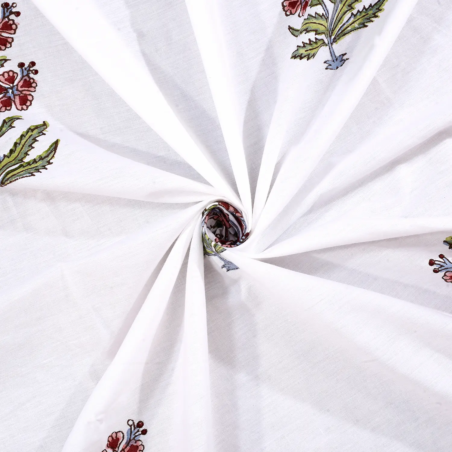 Cleopatra Crimson Garden 108″ x 108″ Handblock Printed Cotton Bed Sheet Set - Image 2