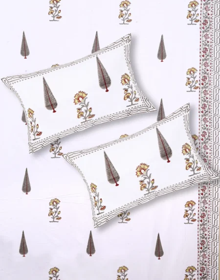 Cleopatra Desert Motif bedsheet set with pillow covers handblock print styling