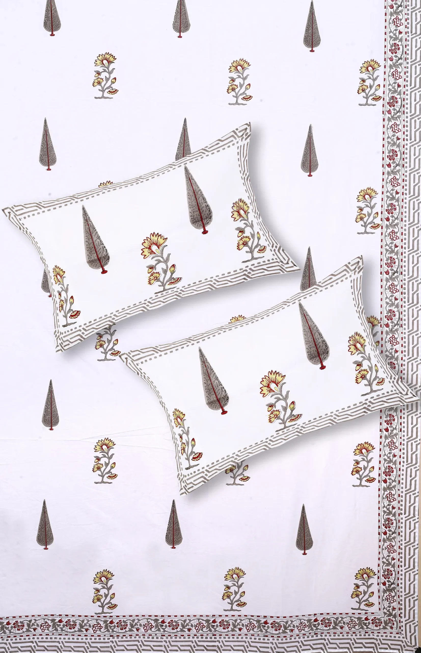 Cleopatra Desert Motif bedsheet set with pillow covers handblock print styling