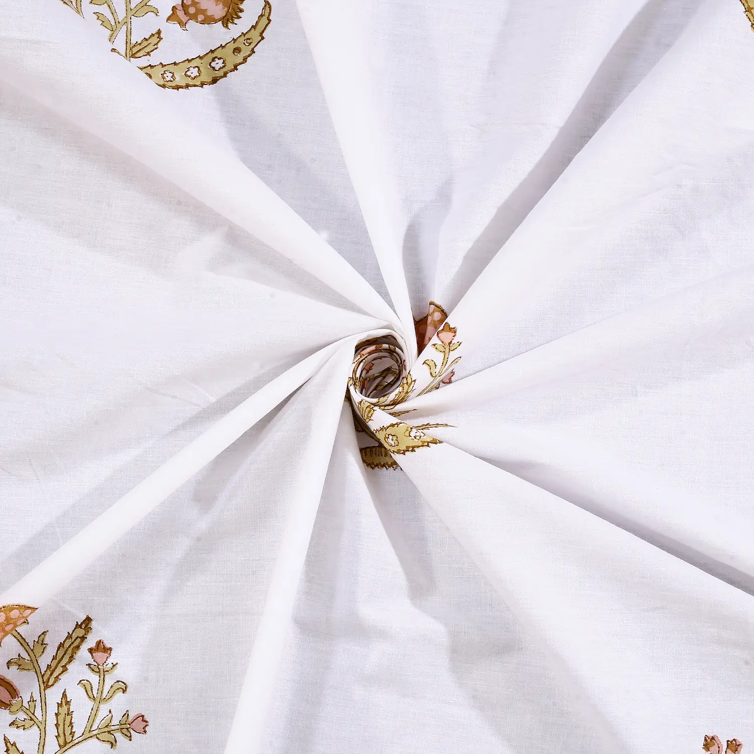 Cleopatra Desert Rose cotton bedsheet single piece handblock printed view