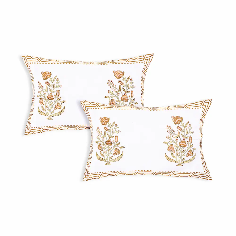 Cleopatra Desert Rose cotton pillow covers handblock printed set design