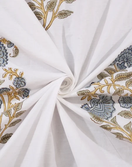 Cleopatra Golden Bloom cotton bedsheet single piece handblock printed view