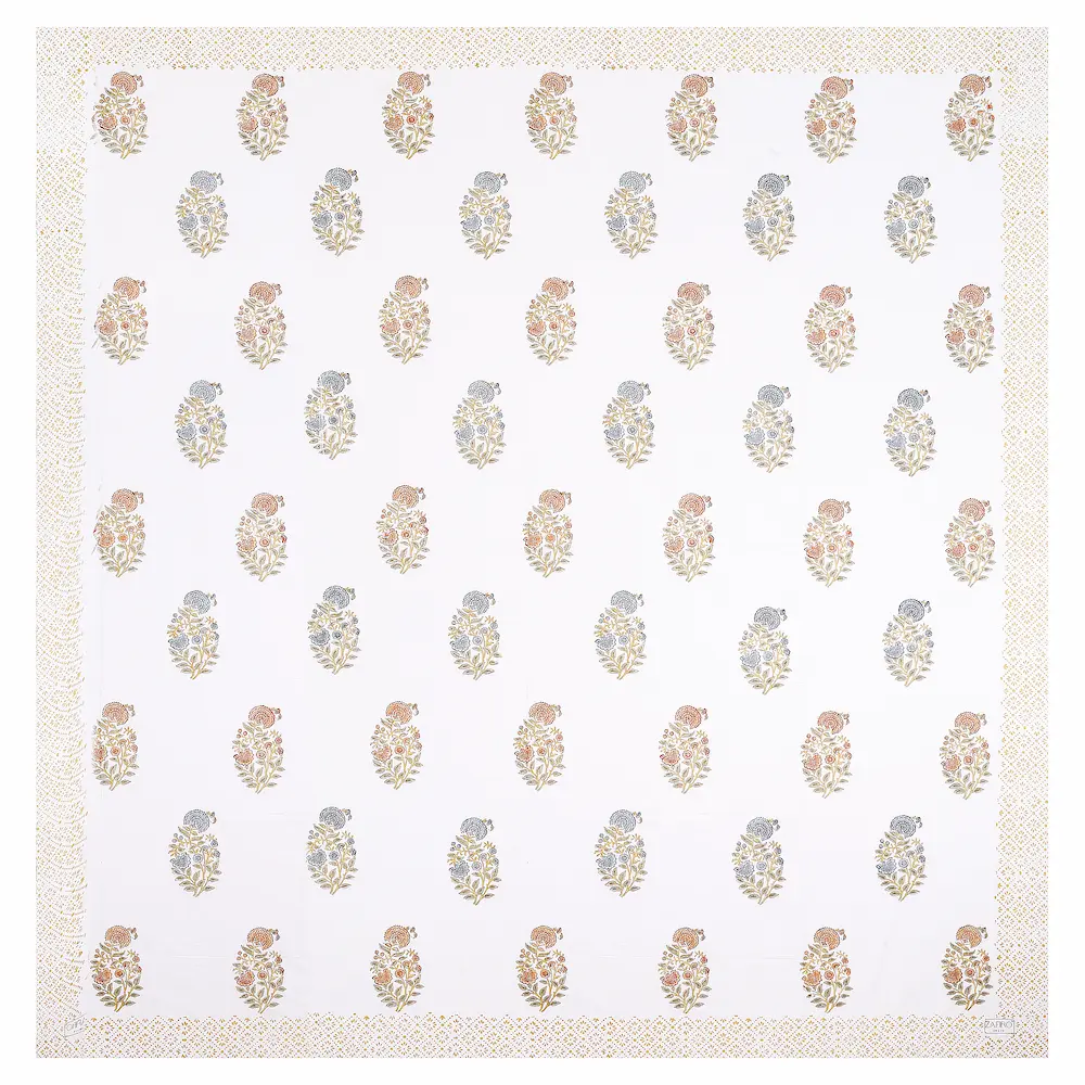 Cleopatra Golden Bloom bedsheet design handblock printed cotton pattern
