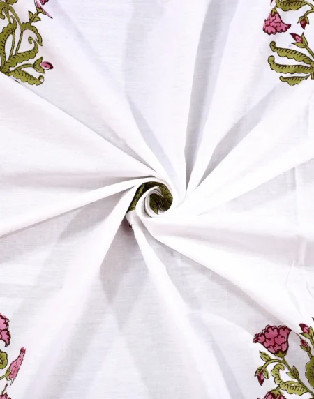 Cleopatra Meadow Bloom cotton bedsheet single piece handblock printed view