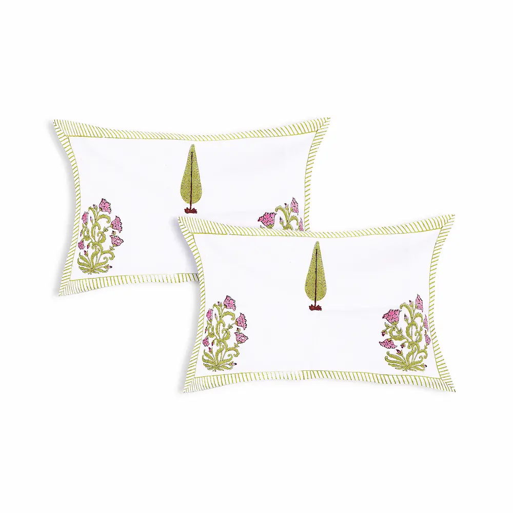 Cleopatra Meadow Bloom cotton pillow covers handblock printed set design