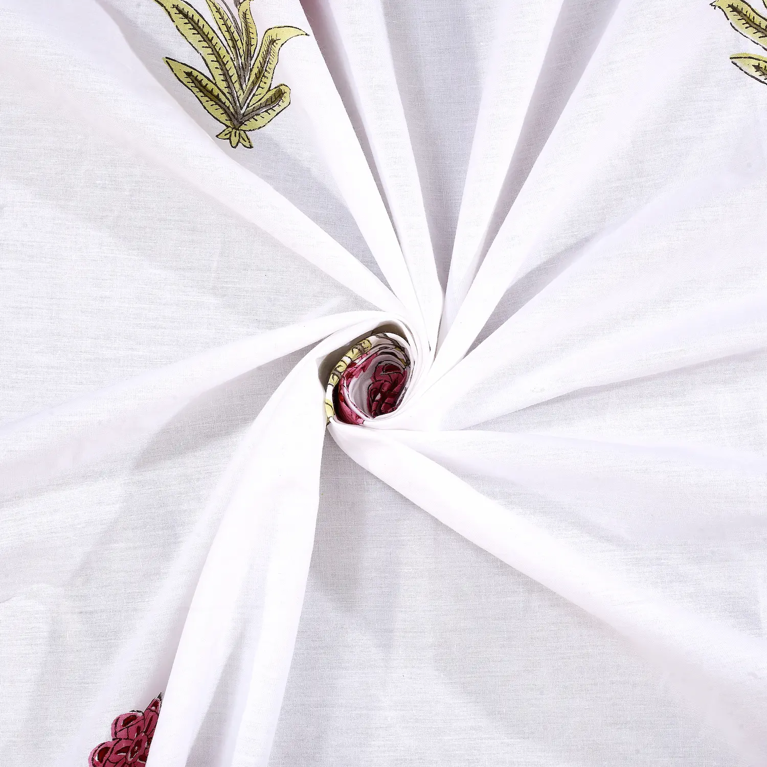 Cleopatra Pink Petal cotton bedsheet single piece handblock printed view