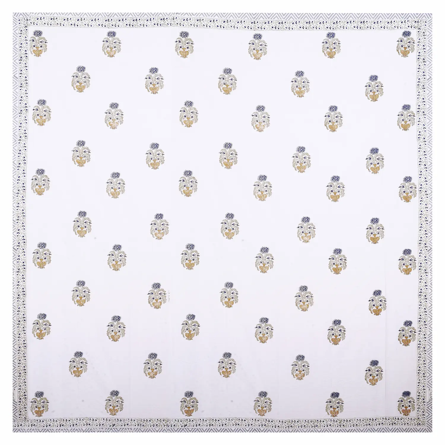 Cleopatra Regal Indigo bedsheet design handblock printed cotton pattern