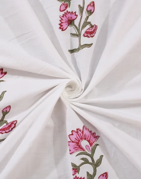 Cleopatra Rose Blossom cotton bedsheet single piece handblock printed view