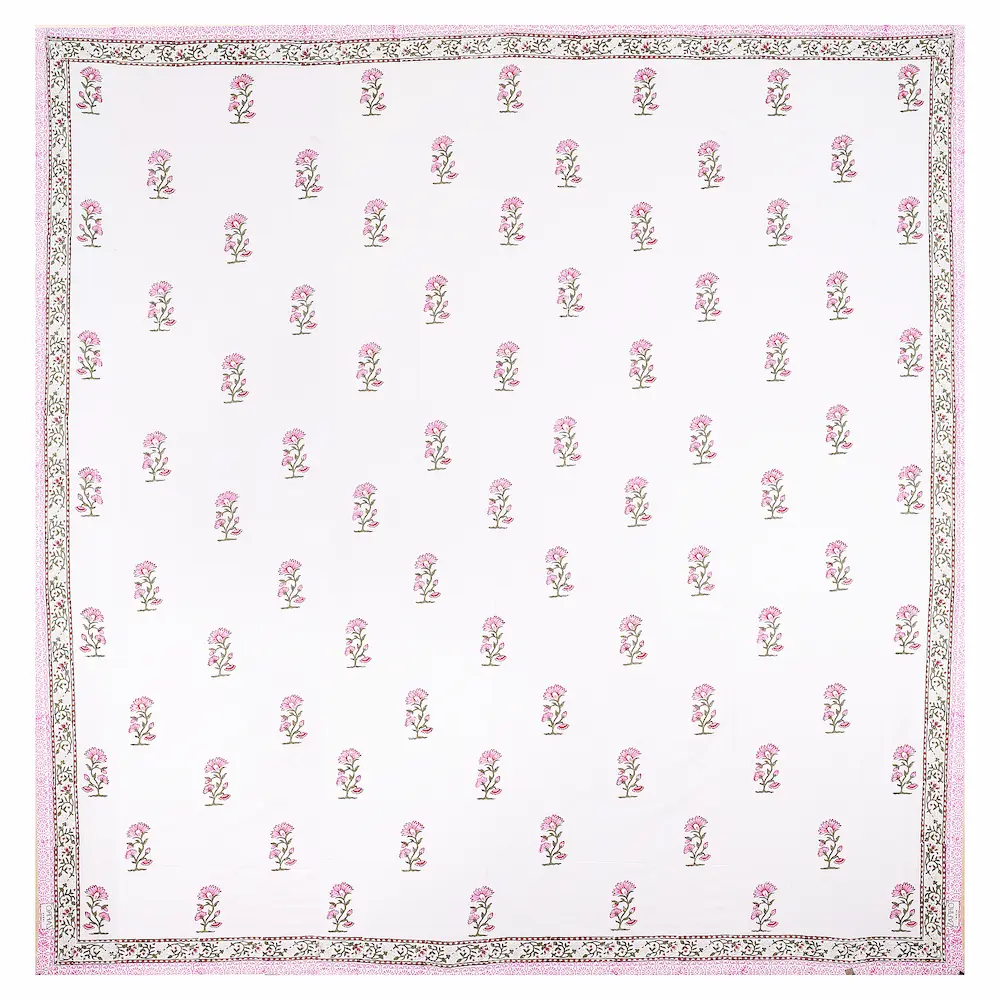 Cleopatra Rose Blossom bedsheet design handblock printed cotton pattern