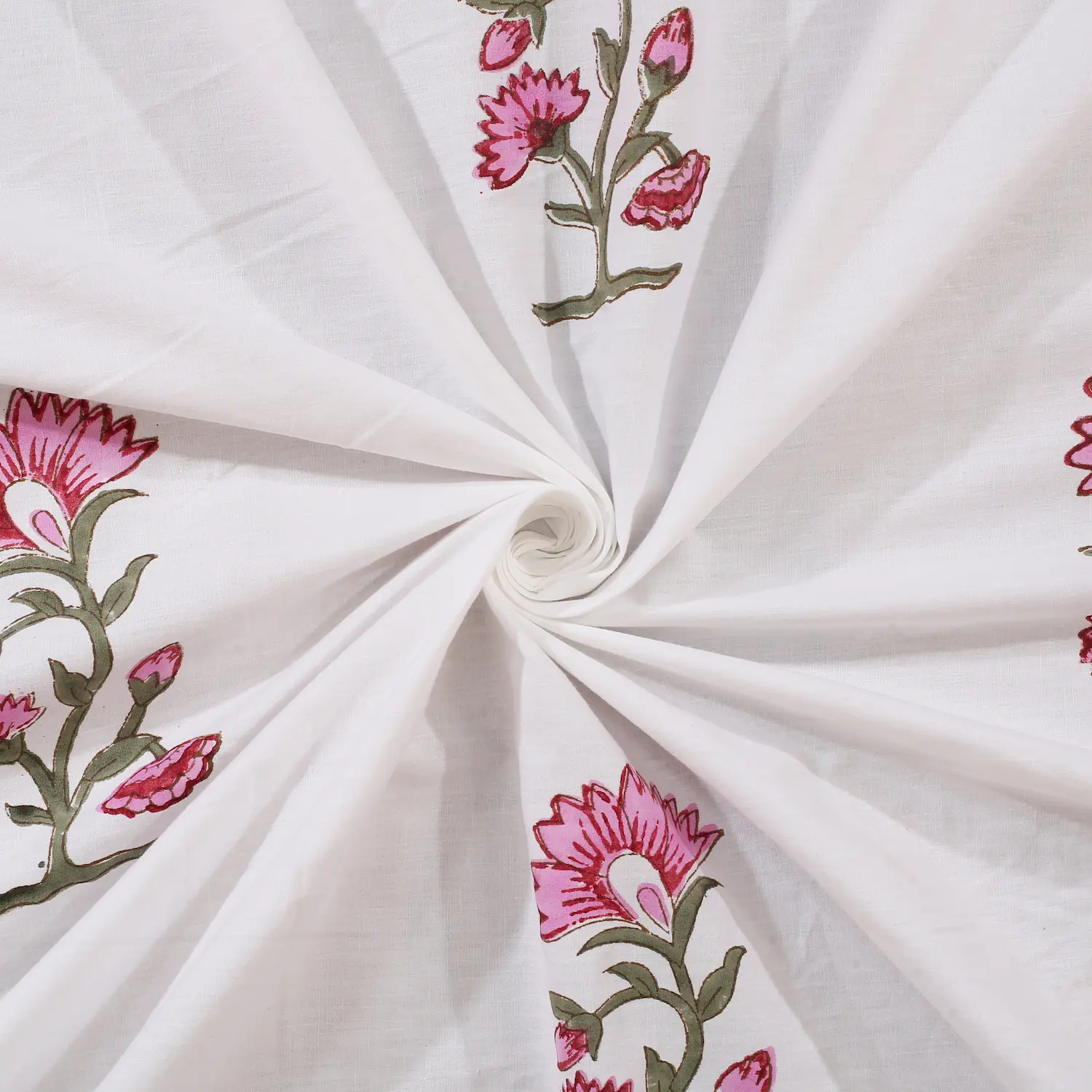 Cleopatra Rose Blossom cotton bedsheet single piece handblock printed view