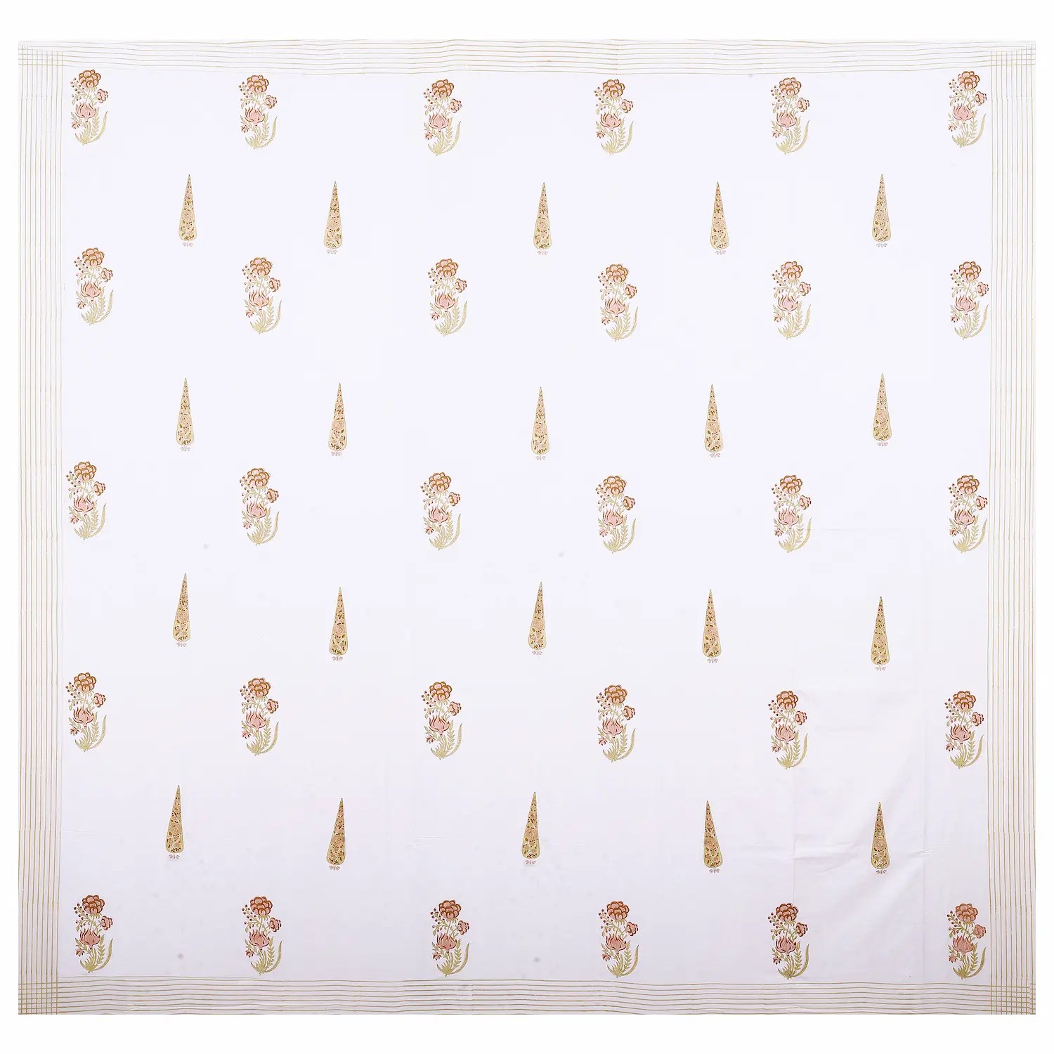Cleopatra Saffron Bloom bedsheet design handblock printed cotton pattern