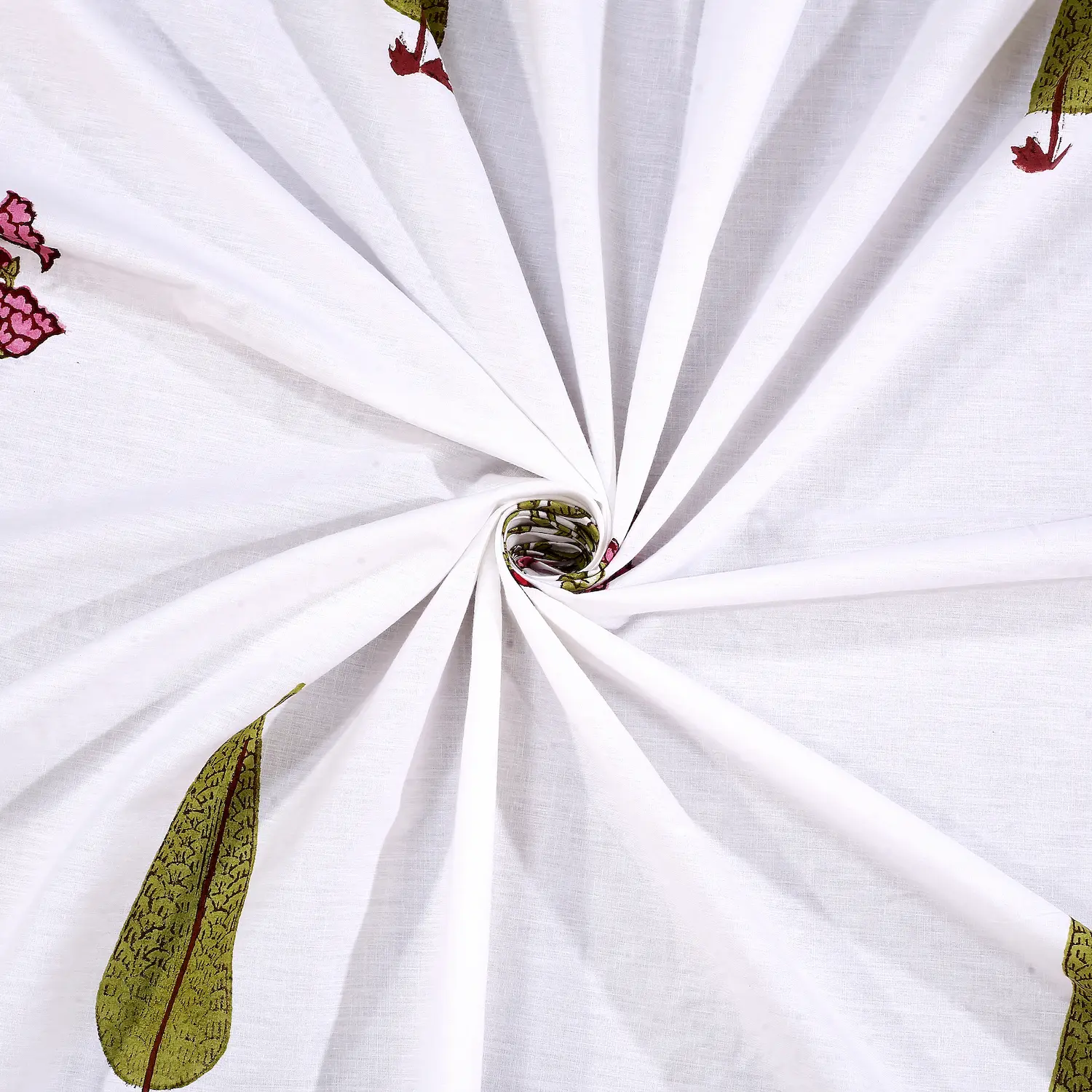 Cleopatra Spring Meadow cotton bedsheet single piece handblock printed view