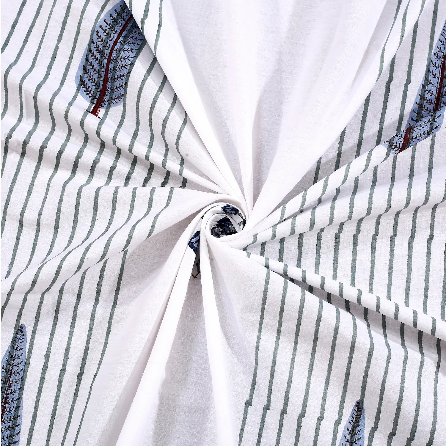 Cleopatra Striped Bloom cotton bedsheet single piece handblock printed striped design