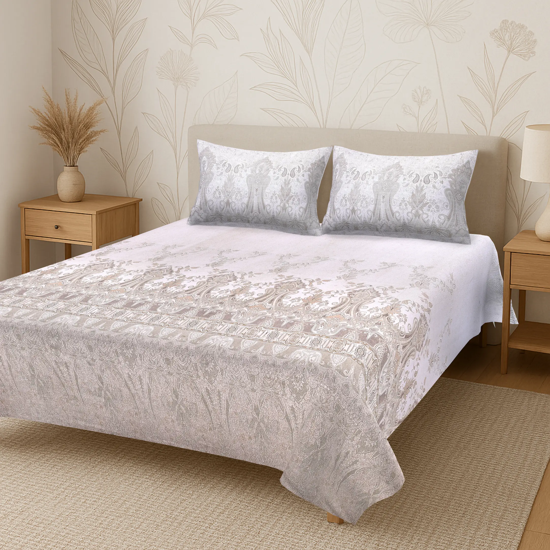 Italian Baroque Elegance bedsheet design digital printed cotton pattern
