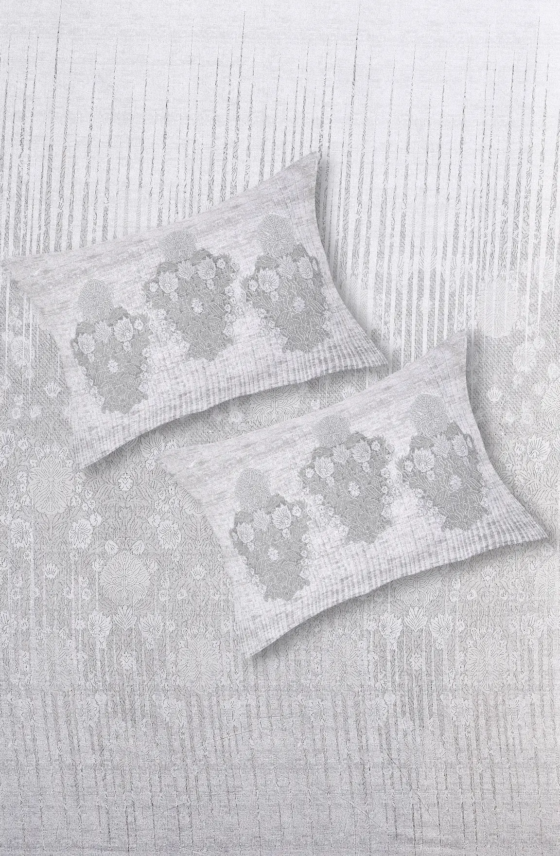 Italian Romanesque Charcoal bedsheet set with pillow covers digital print styling