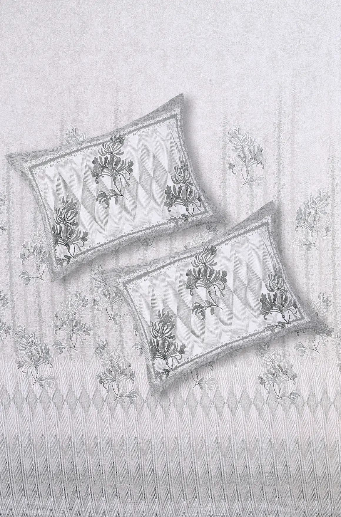 Italian Tuscan Silver bedsheet set with pillow covers digital print styling