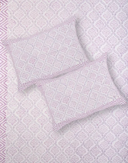 Marilyn Magenta bedsheet set with pillow covers handblock print styling