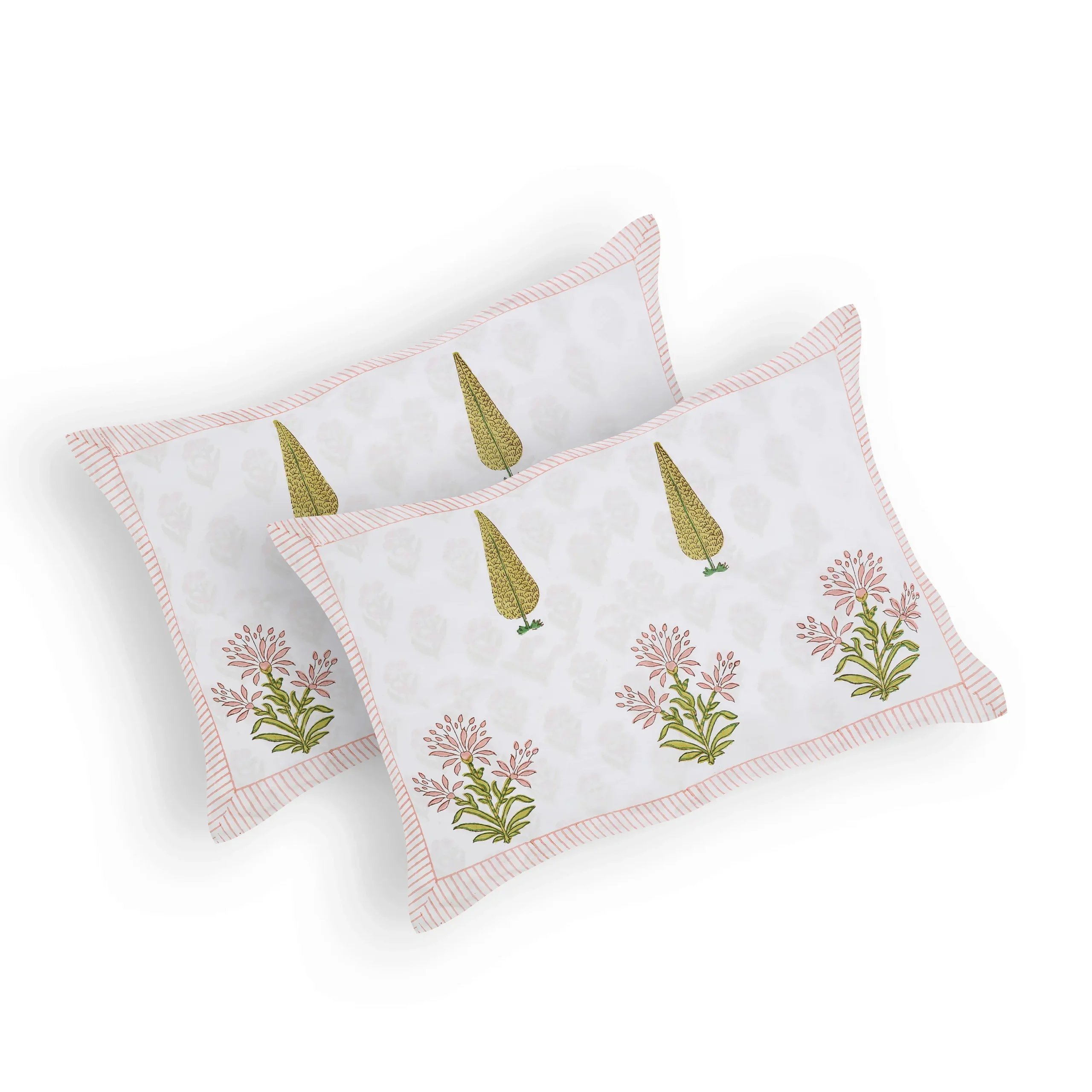 Marilyn Mallow cotton pillow covers handblock printed set design