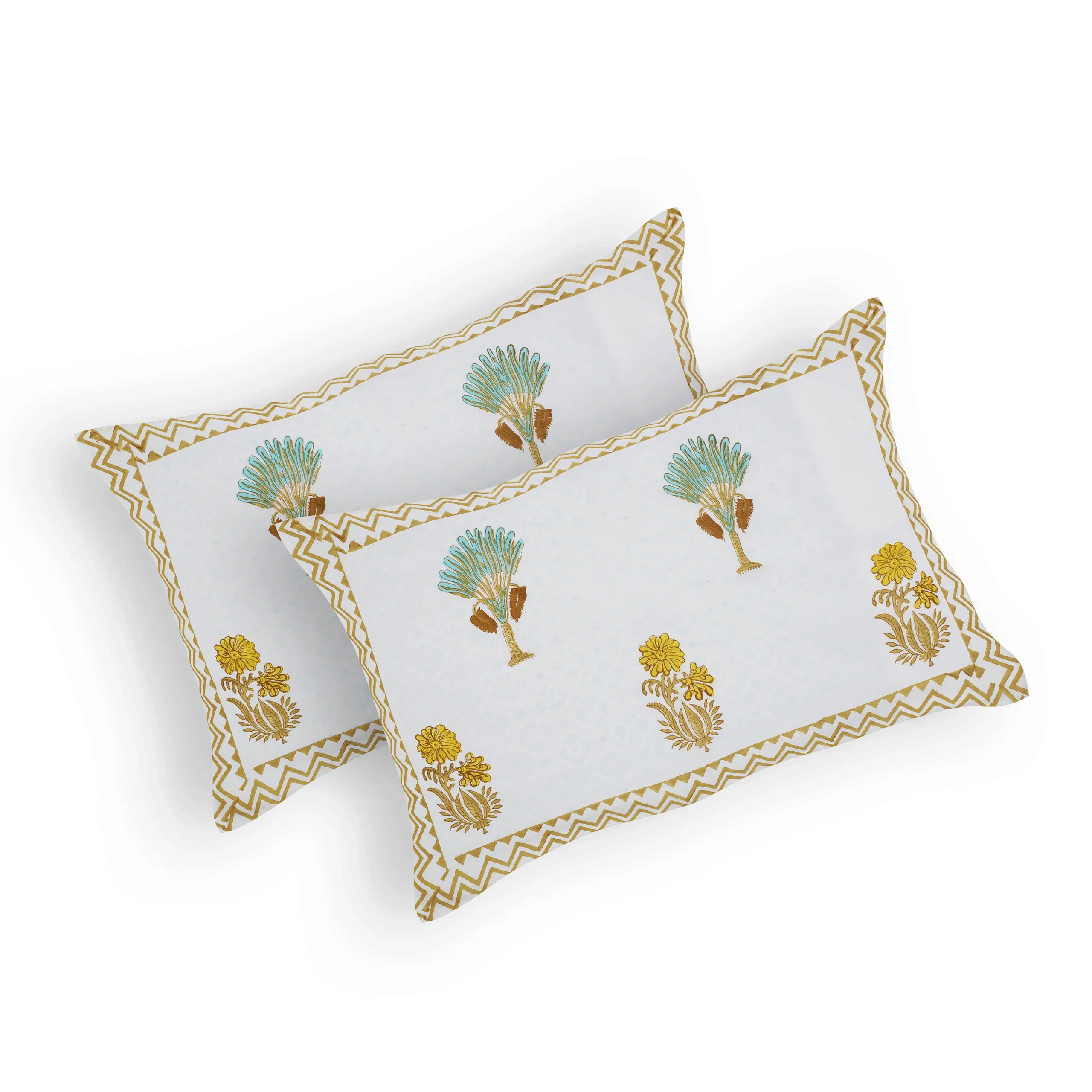 Marilyn Marigold cotton pillow covers handblock printed set design