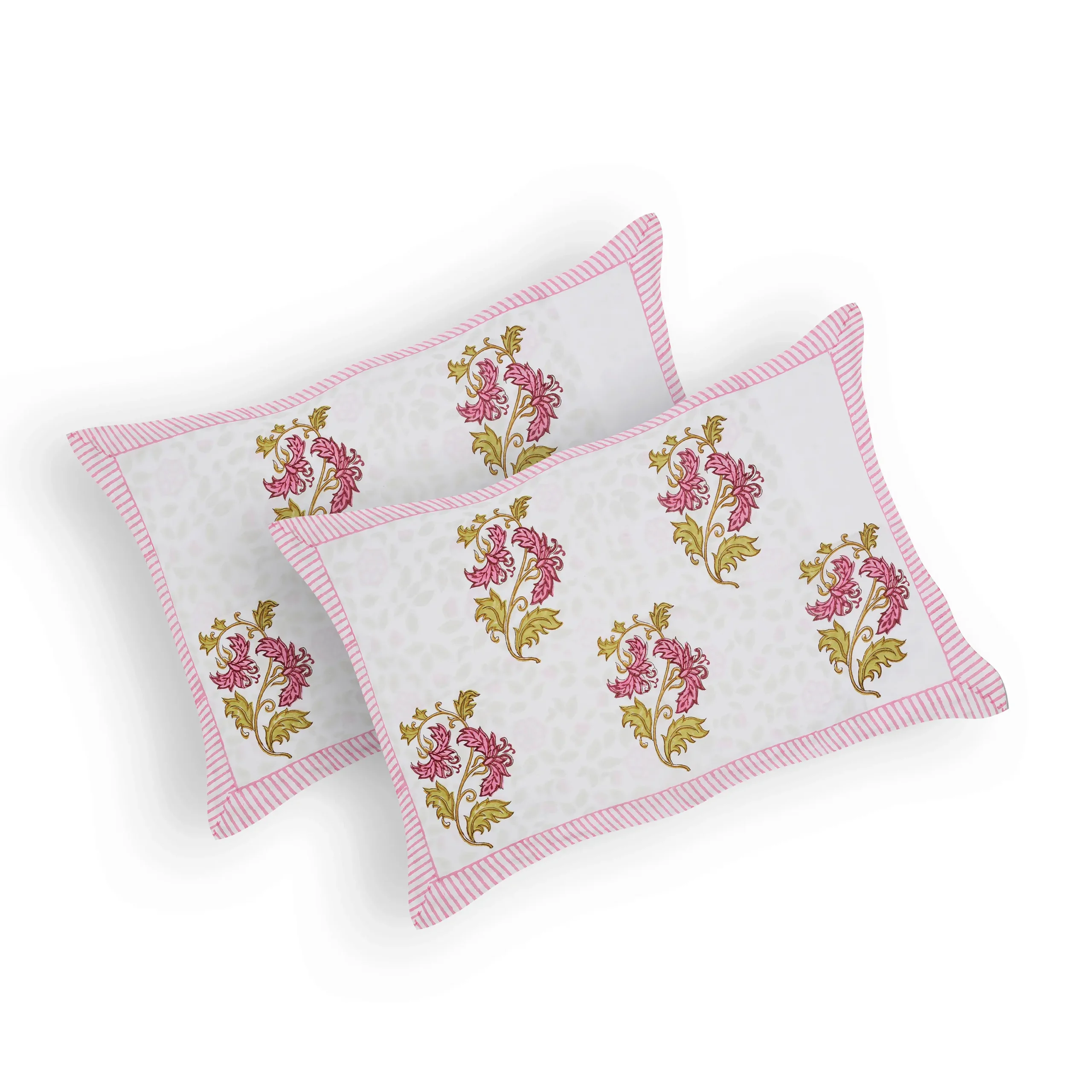 Marilyn Meadow cotton pillow covers handblock printed set design
