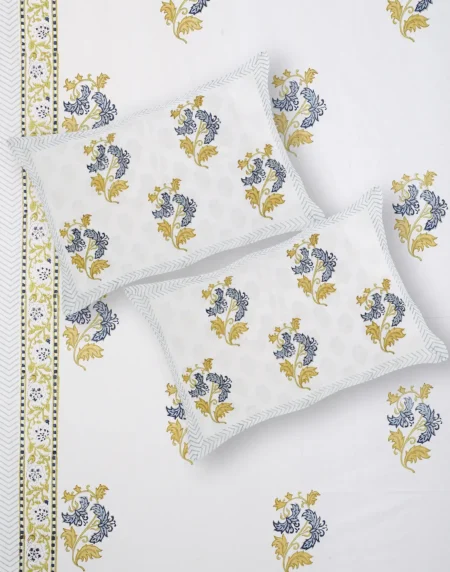 Marilyn Midnight bedsheet set with pillow covers handblock print styling