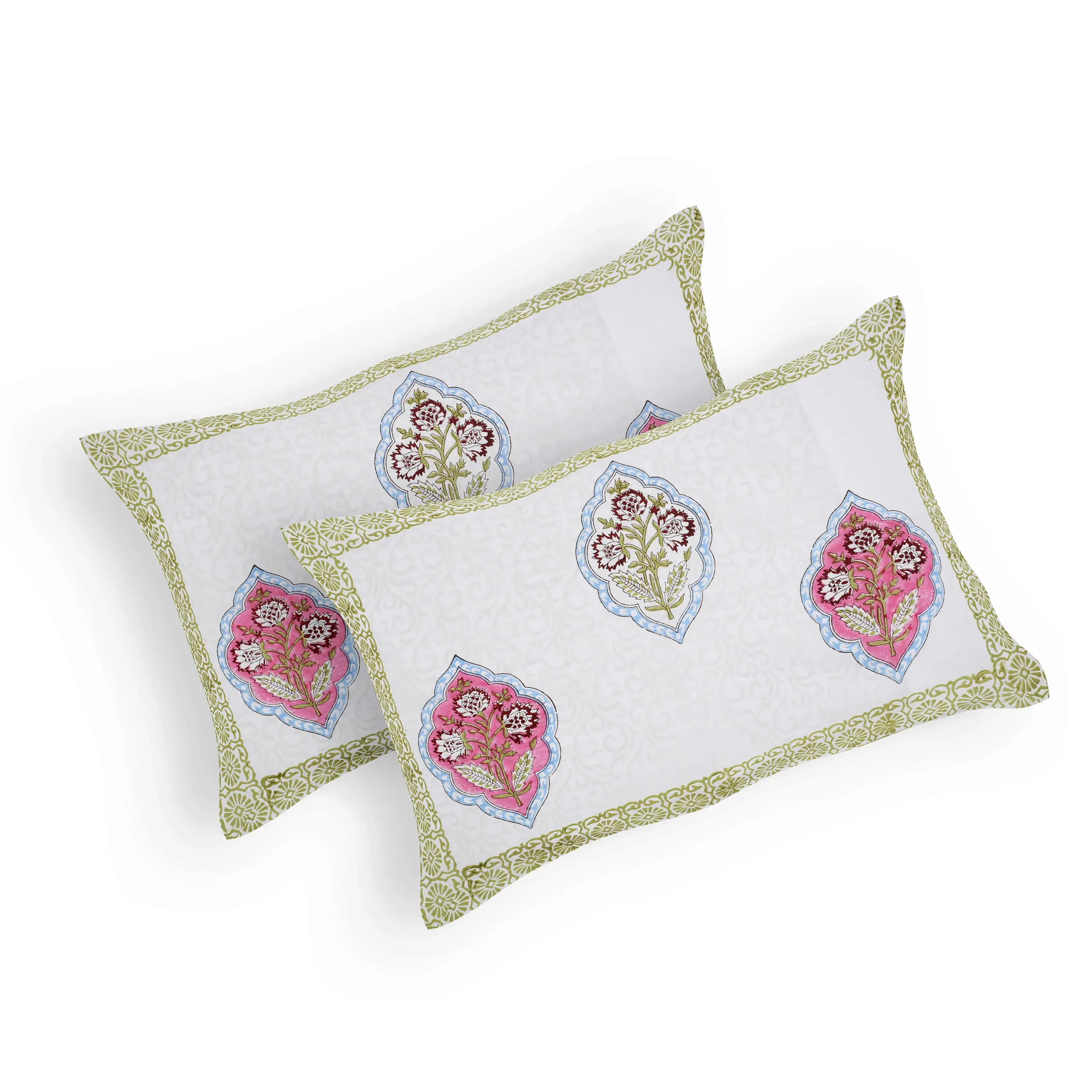 Marilyn Mist cotton pillow covers handblock printed set design