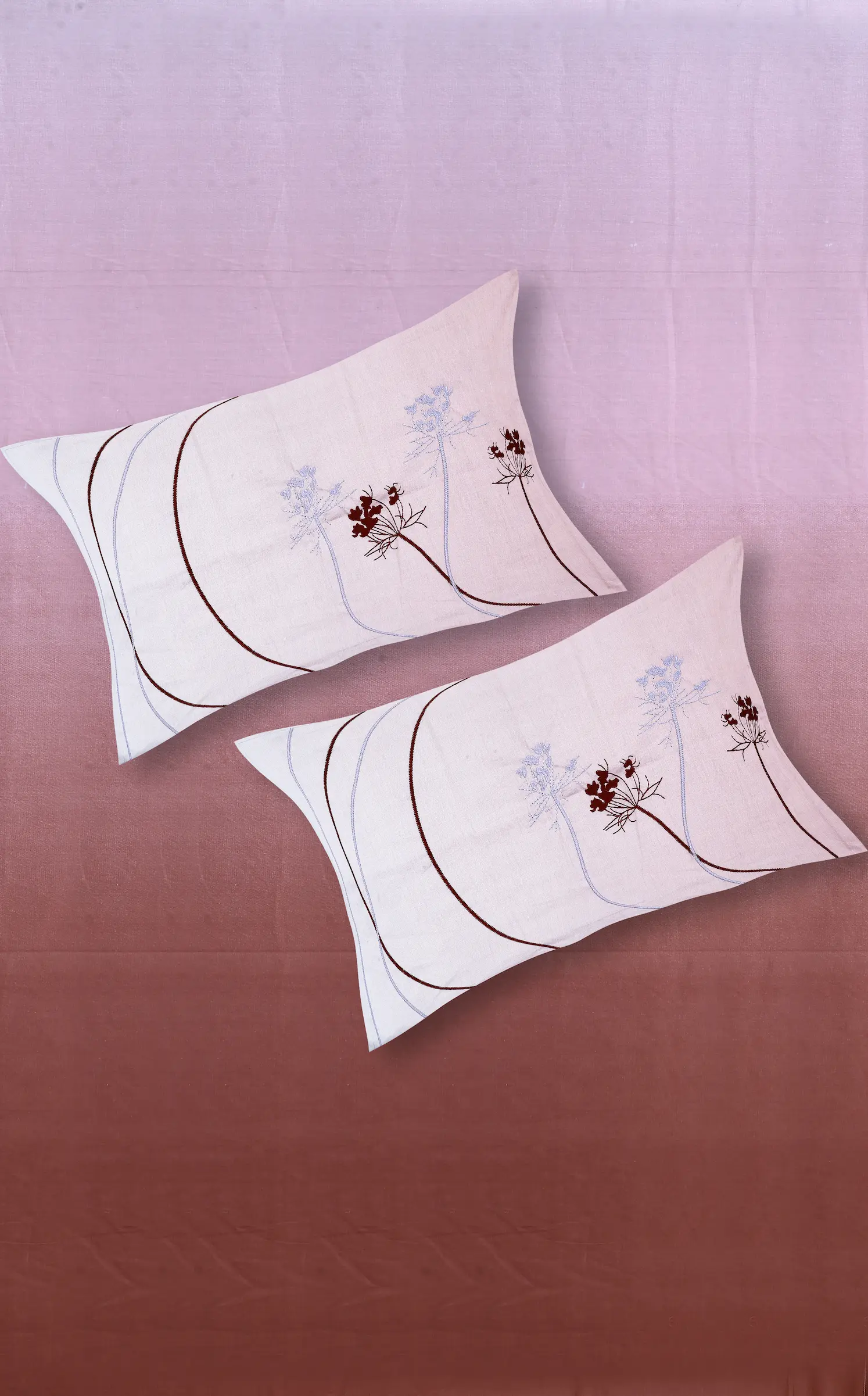 Reve Ombre Coral bedsheet set with pillow covers styling