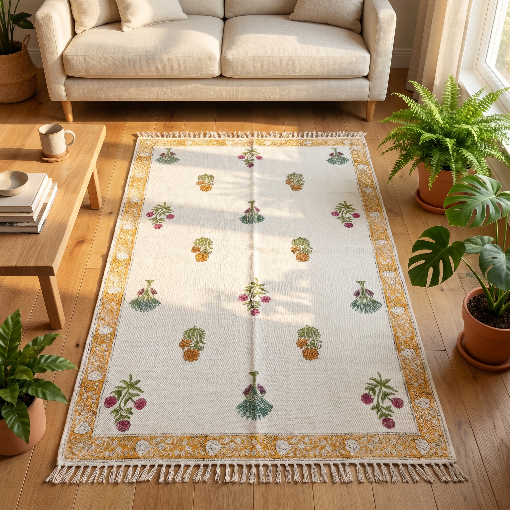Amber Hand Block Cotton Rug