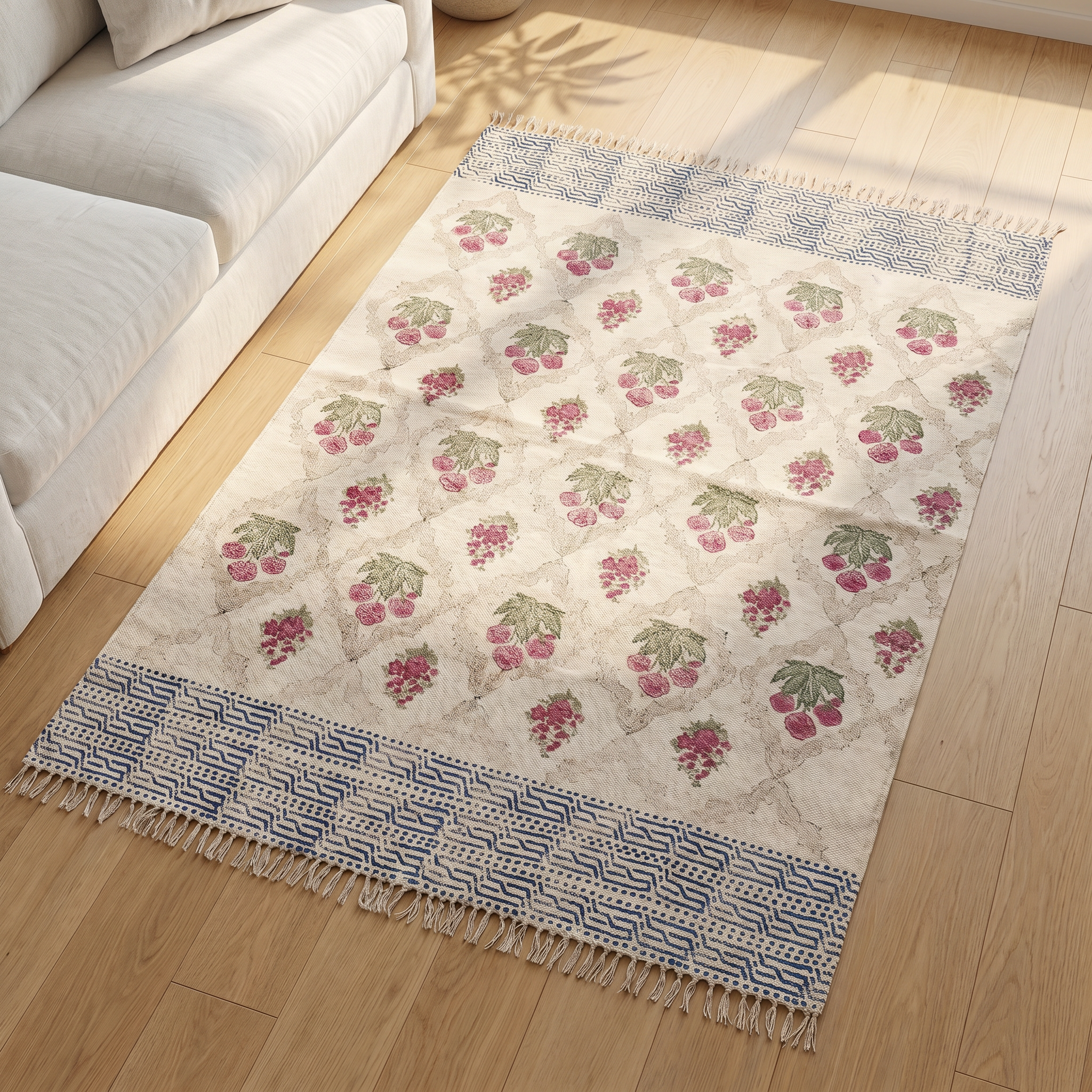 Desert Rose Hand Block Cotton Rug