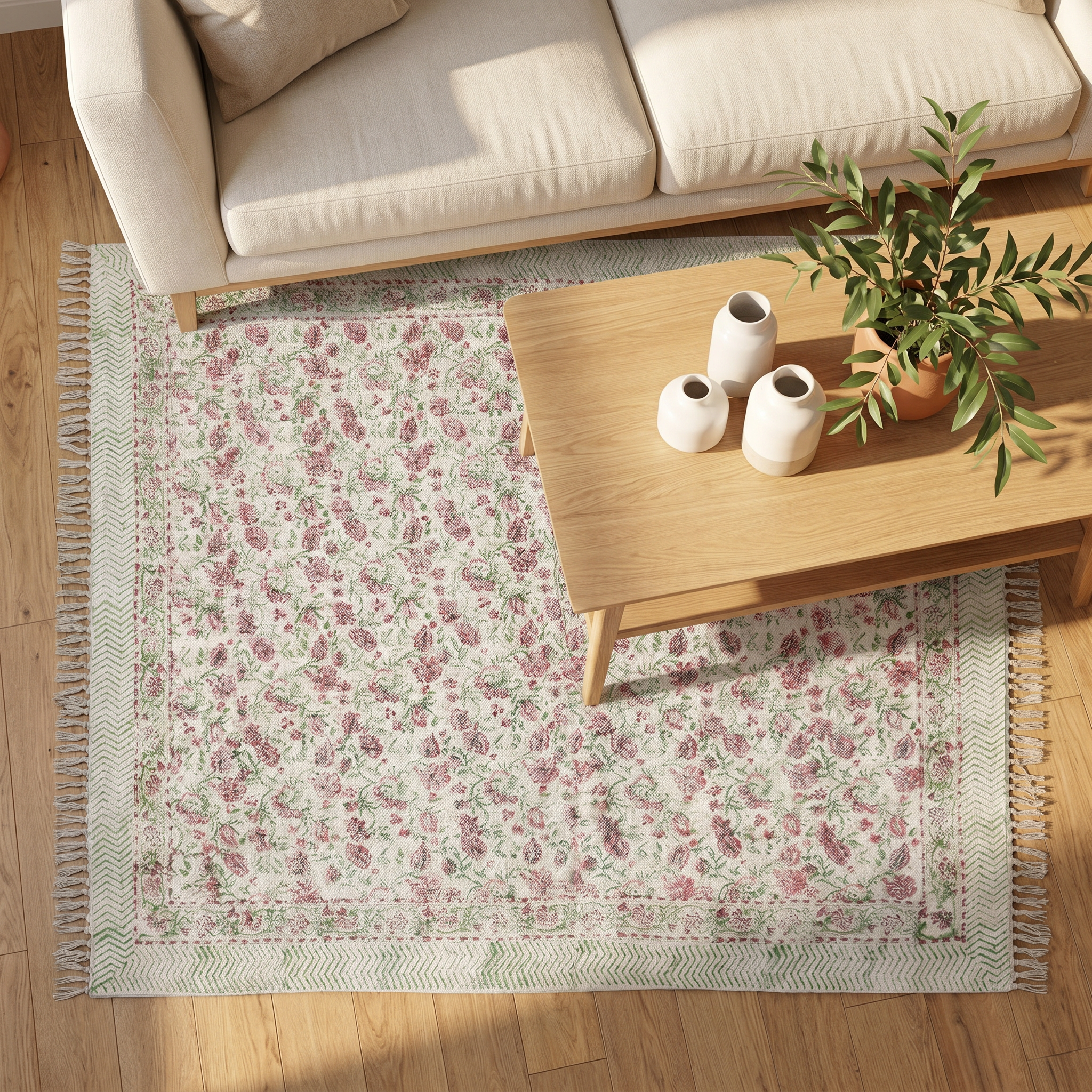 Saffron Hand Block Cotton Rug