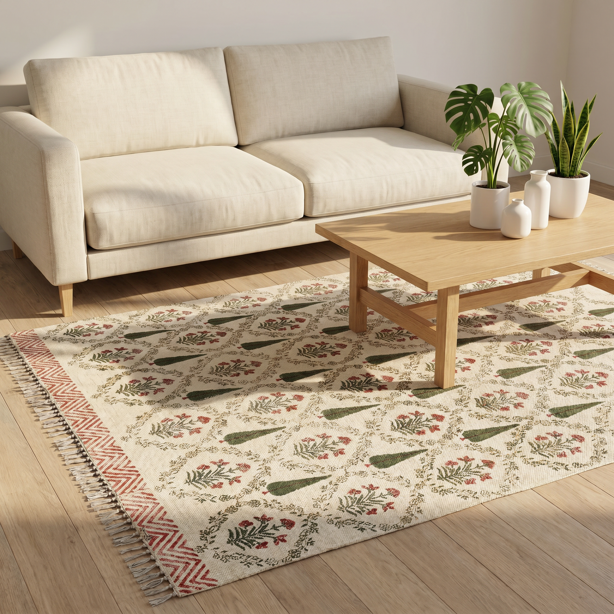 Meadow Hand Block Cotton Rug