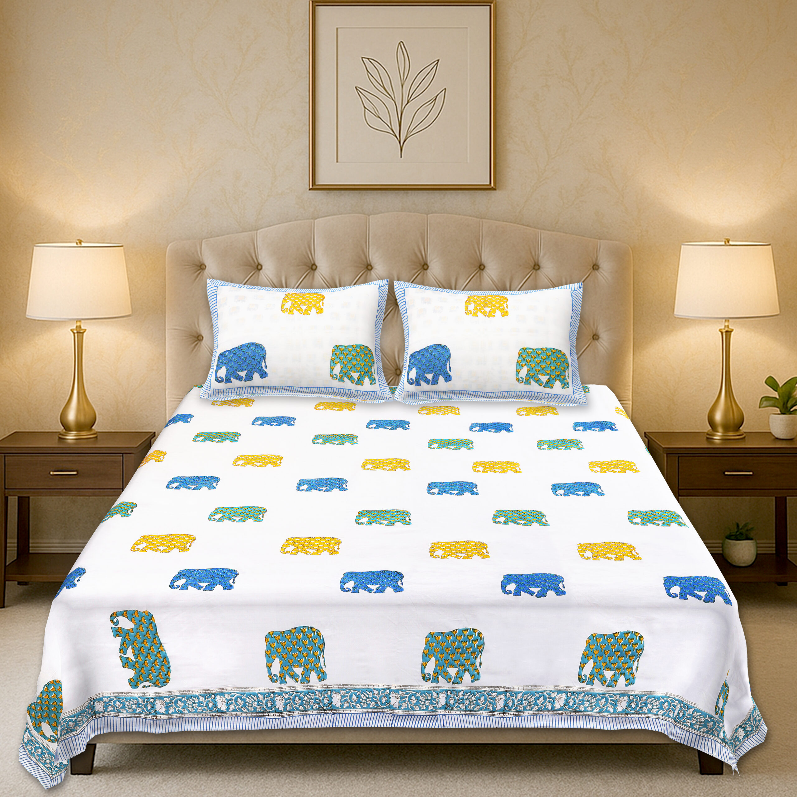 Marilyn Bloom 300 TC Handblock Bedsheet Set - Image 2