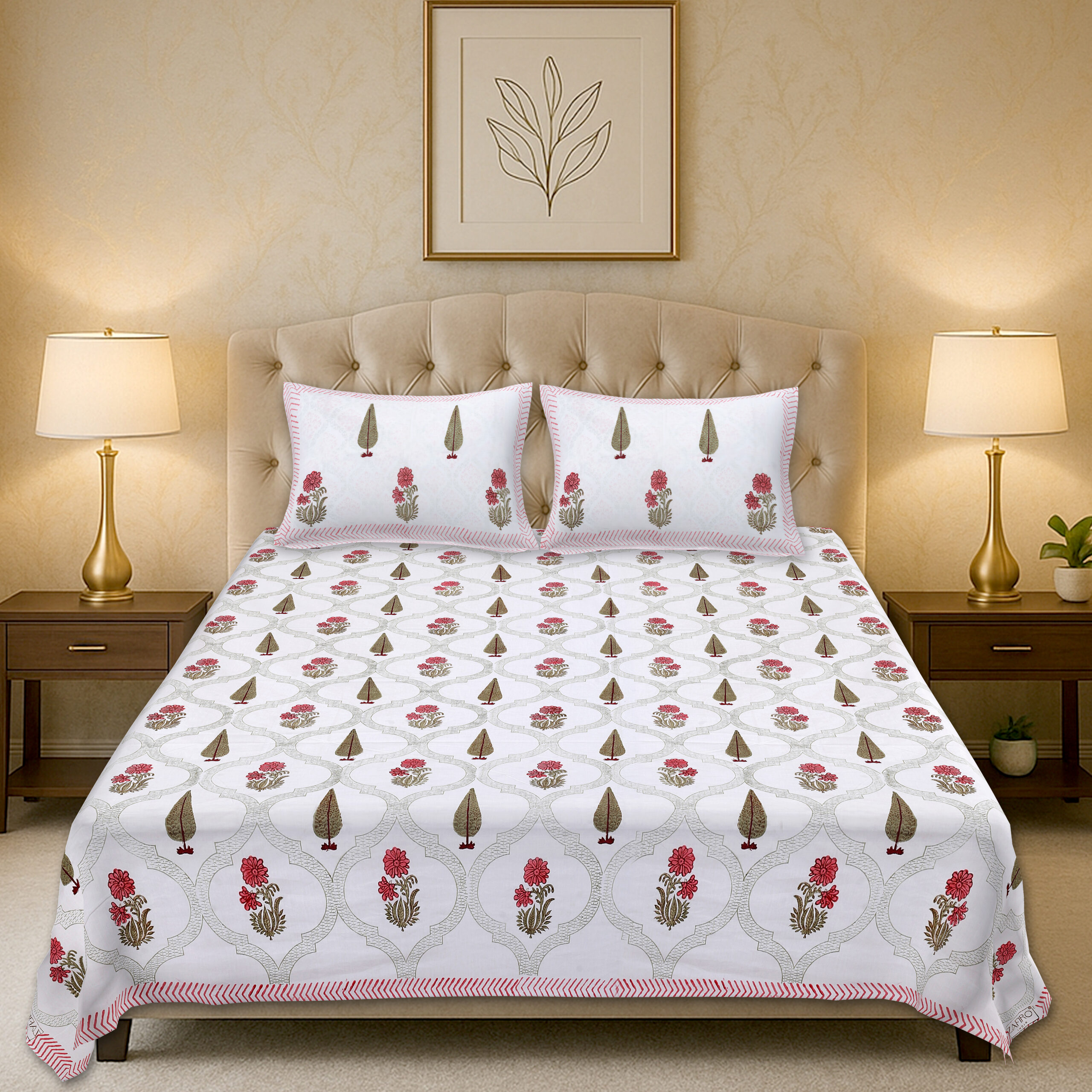 Marilyn Luna 300 TC Handblock Bedsheet - Image 3