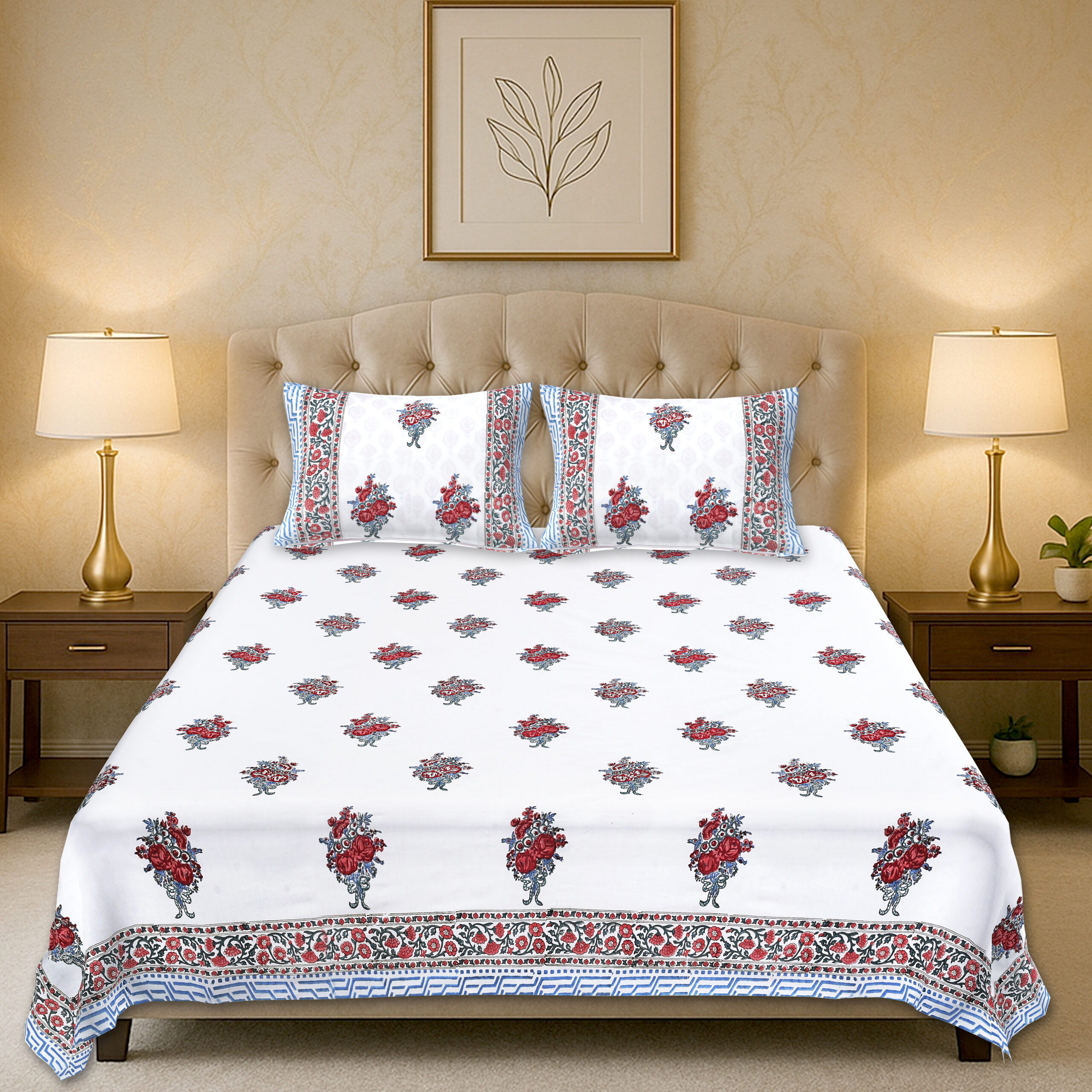 Marilyn Glory 300 TC Handblock Bedsheet - Image 3