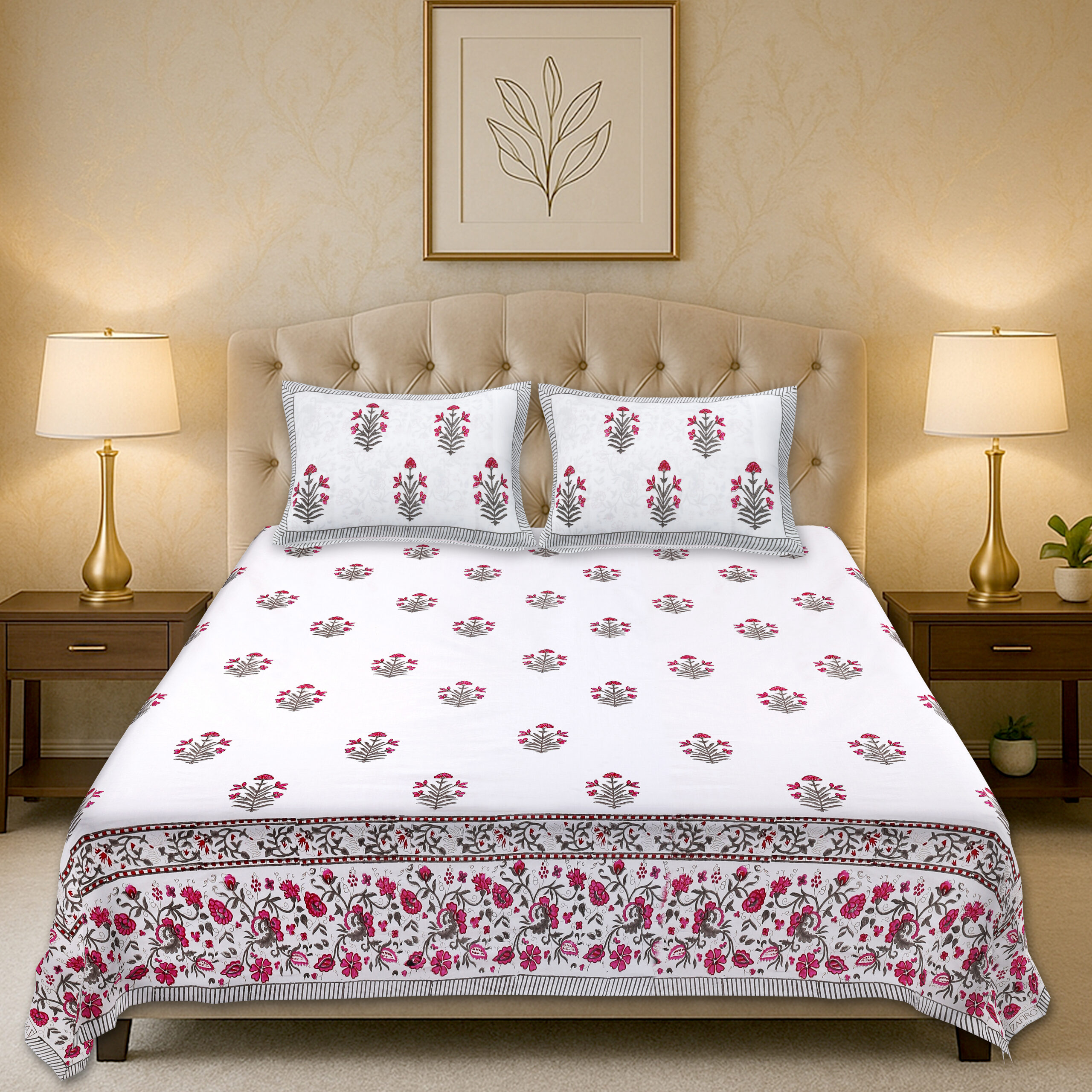 Marilyn Bloom 300 TC Handblock Bedsheet - Image 3