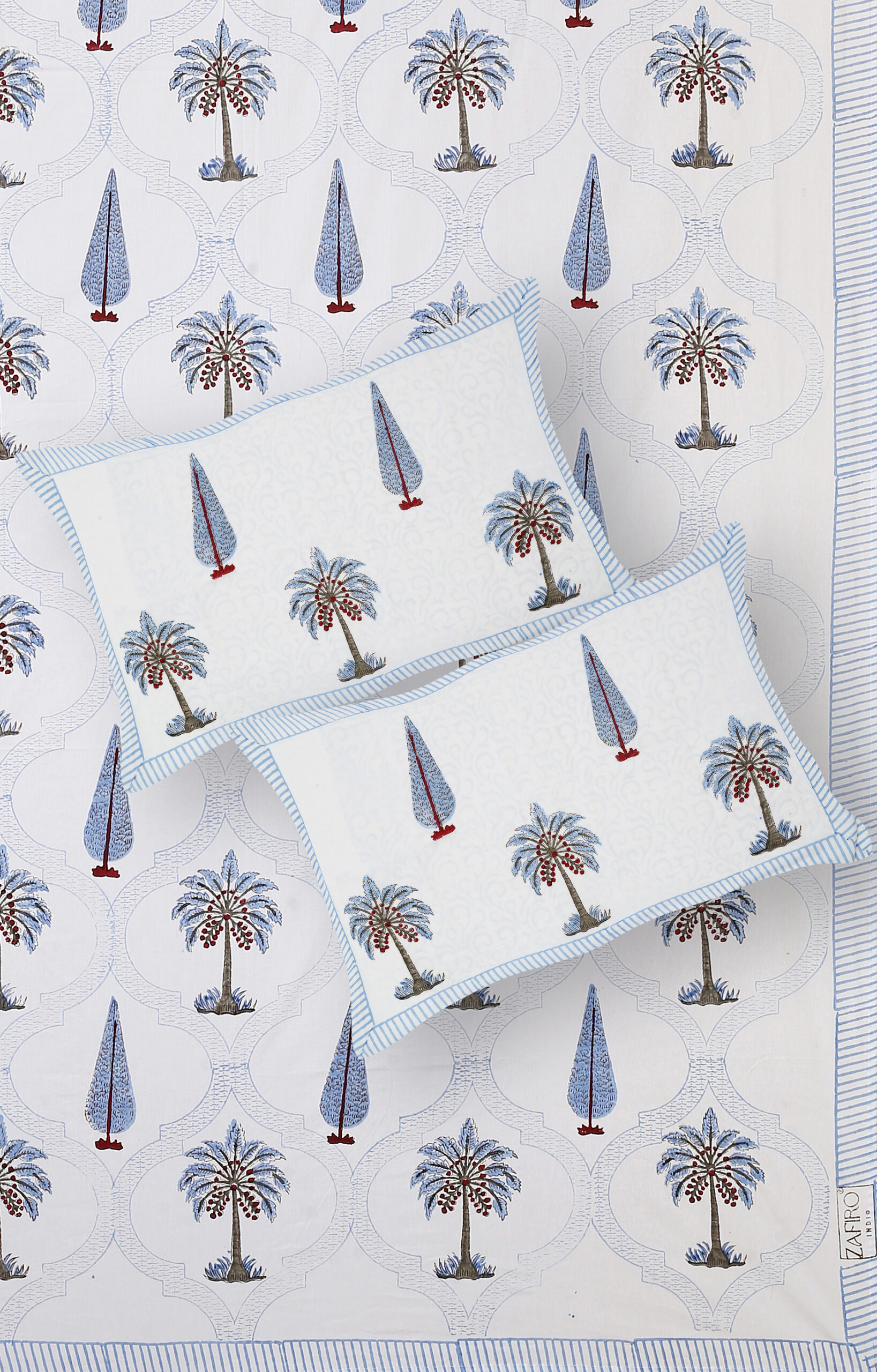 Marilyn Palm 300 TC Handblock Bedsheet