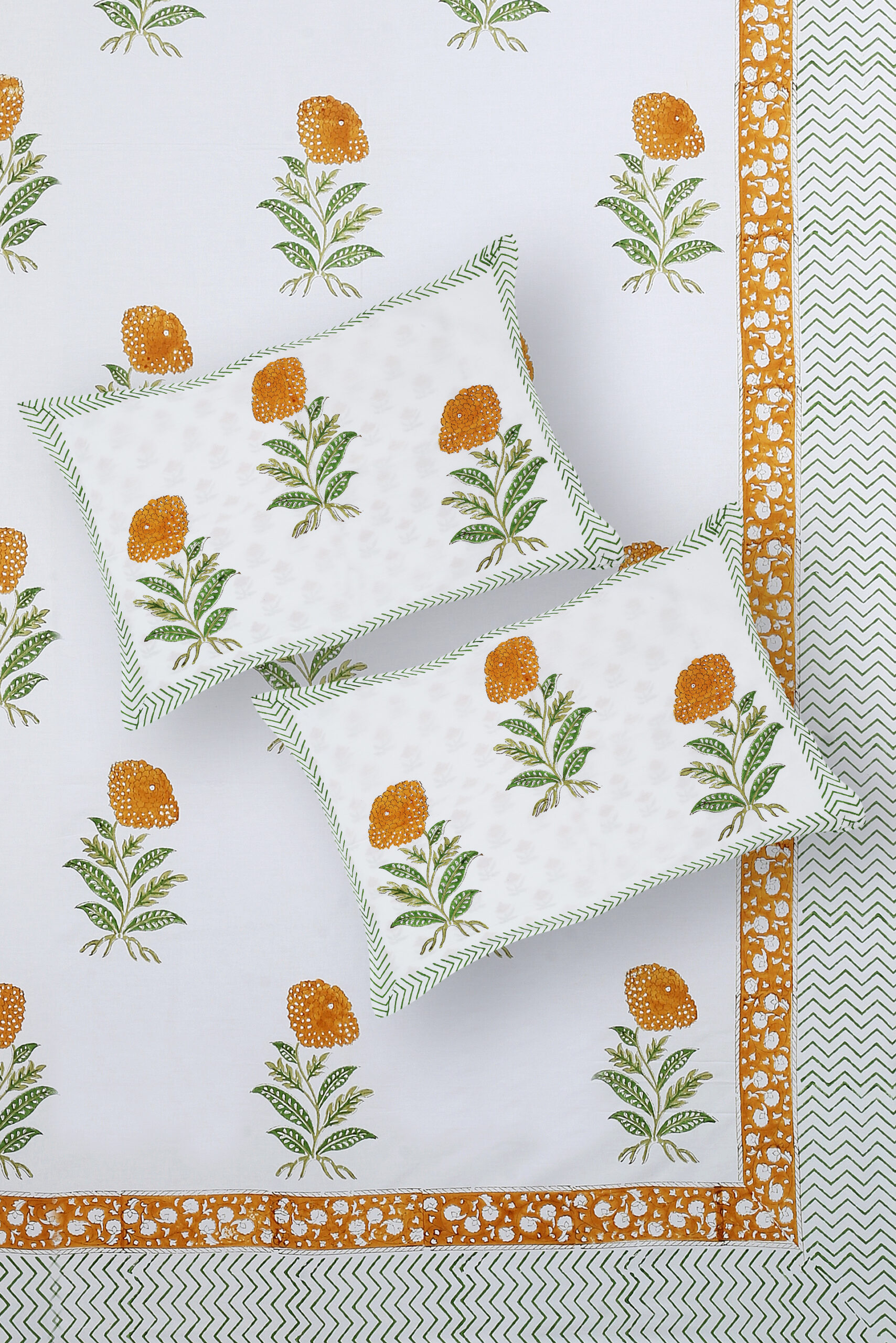 Marilyn Sunflower 300 TC Handblock Bedsheet